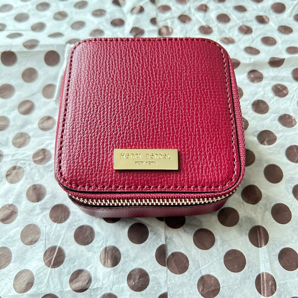 Henri Bendel Red Leather Zippered Travel Jewelry Box - NWOT